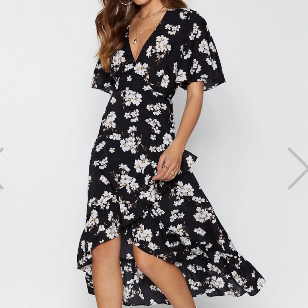 Floral Wrap High-low Dress